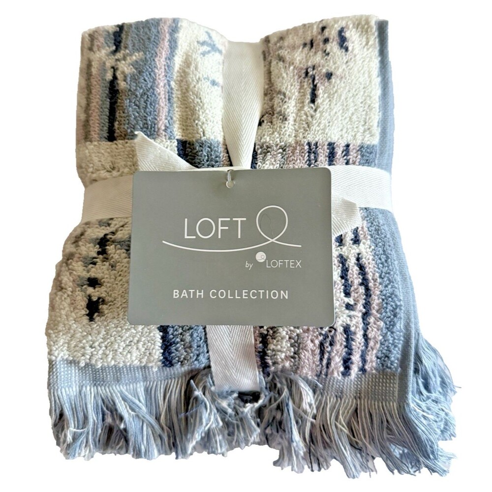 Loft Snowflake Facecloths Washcloths Soft Cotton Blue White Pink Set of 4 Fringe